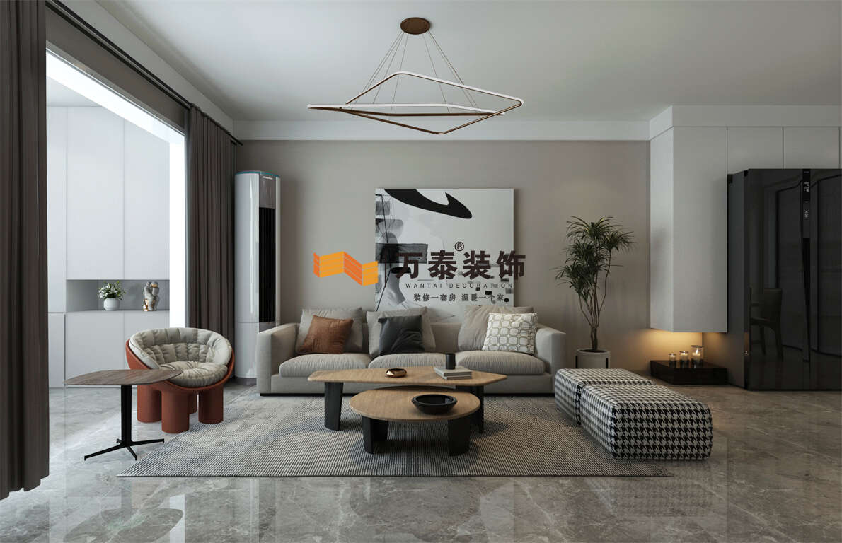 市中區(qū)藍(lán)石緣溪堂127㎡現(xiàn)代輕奢風(fēng)格裝修案例