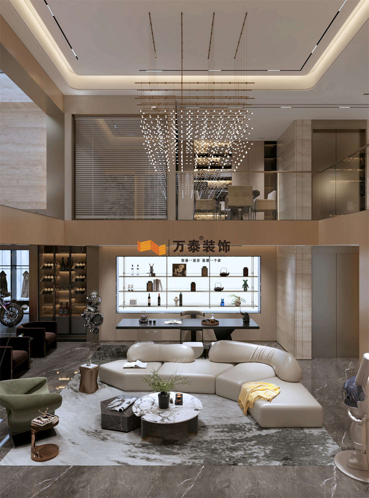 歷城區(qū)中海云麓公館390㎡下疊現(xiàn)代簡(jiǎn)約風(fēng)格裝修案例